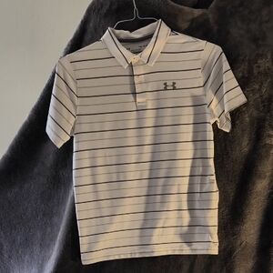 Under Armour Kids White Striped Polo Shirt